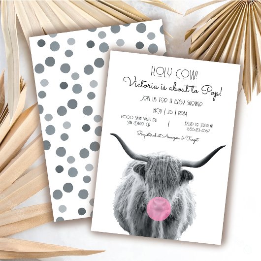 Invitation Highland Cow noir et blanc Baby shower