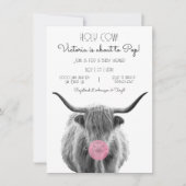 Invitation Highland Cow noir et blanc Baby shower (Devant)