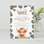 Invitation Highland Cow Pas Mon Premier Rodéo Cowgirl Anniver (Debout devant)