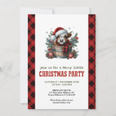 Invitation Highland cow pine branch Christmas party invite (Devant)