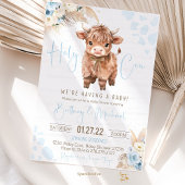 Invitation Highland Cow Saint-Vache baby shower garçon