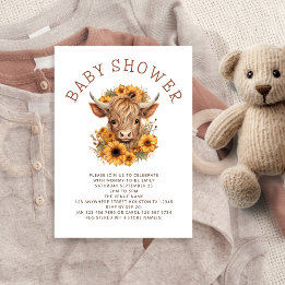 Invitation Highland Cow Sunflower Baby shower