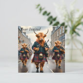Invitation Highland Harmony : Bagpipe Highland Cow Band (Debout devant)