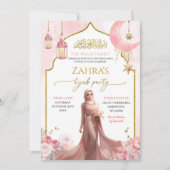 Invitation Hijab de fille musulmane rose pâle (Devant)