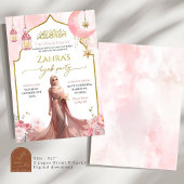 Invitation Hijab de fille musulmane rose pâle