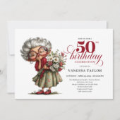 Invitation Hilarious fifty birthday lady quirky celebration (Devant)