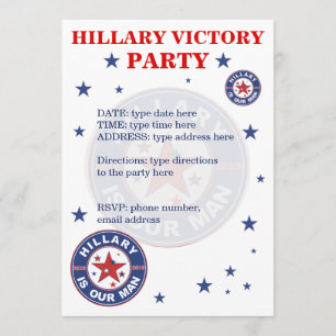Invitation Hillary invitation du parti de victoire