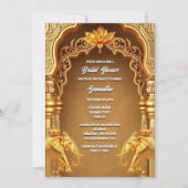 Invitation Hindi Hindou or éléphants lotus fleur asien (Devant)