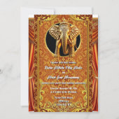 Invitation Hindi Hindu orange or indien éléphant luxueux (Devant)