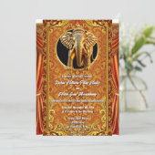 Invitation Hindi Hindu orange or indien éléphant luxueux (Debout devant)