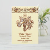 Invitation Hindi Mehndi éléphant indien henné lotus jaune (Debout devant)