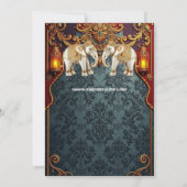 Invitation Hindou Hindi traditionnel éléphants indiens floral (Dos)