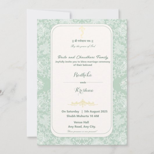 Invitation hindoue du mariage indien Ganesha (Devant)