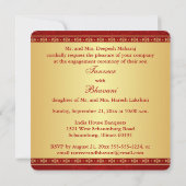 Invitation Hindu Ganesh Rouge, Fiançailles des manuscrits or (Dos)