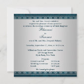 Invitation Hindu Ganesh Turquoise, Silver Scrolls Mariage Inv (Dos)