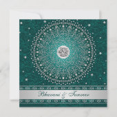 Invitation Hindu Ganesh Turquoise, Silver Scrolls Mariage Inv (Devant)