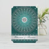 Invitation Hindu Ganesh Turquoise, Silver Scrolls Mariage Inv (Debout devant)