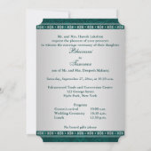 Invitation Hindu Ganesh Turquoise, Silver Scrolls Mariage Inv (Dos)