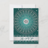 Invitation Hindu Ganesh Turquoise, Silver Scrolls Mariage RSV (Devant)