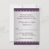 Invitation Hindu Ganesh violet, Argent Scrolls Mariage RSVP (Dos)
