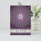 Invitation Hindu Ganesh Violet, Parchemins Argent Mariage RSV (Debout devant)