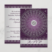 Invitation Hindu Ganesh Violet, Parchemins Argent Mariage RSV (Devant / Derrière)