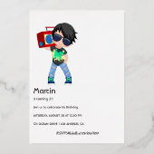 Invitation Hip hop Anniversaire de enfant Foil (Verso)