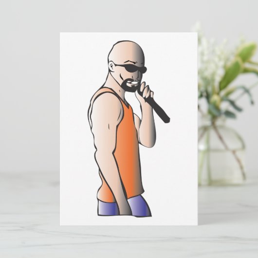 Invitation Hip hop cool Bald Guy Singer avec microphone (Debout devant)