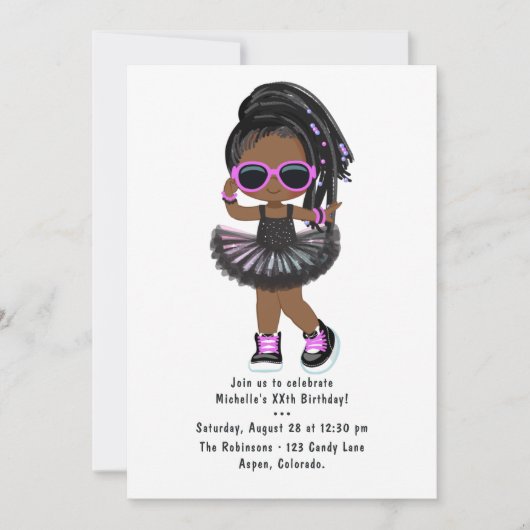 Invitation Hip hop cool Rap Tutu Fête d'anniversaire (Devant)