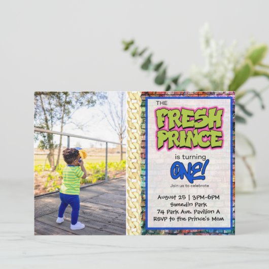 Invitation Hip hop Fresh One avec photo Anniversaire (Debout devant)