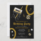 Invitation Hip Hop Gold Chain Cassette 80's 90's Birthday (Devant)