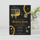 Invitation Hip Hop Gold Chain Radio 80's 90's Birthday (Debout devant)
