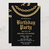 Invitation Hip hop Gold Cubain Lien Chaîne Anniversaire Invit (Devant / Derrière)