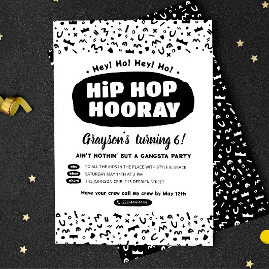 Invitation Hip hop Hooray Anniversaire, 90s Old School Rap Ly