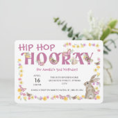 Invitation Hip hop Hooray lapin d'anniversaire de la fille et (Debout devant)