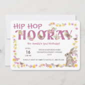 Invitation Hip hop Hooray lapin d'anniversaire de la fille et (Devant)