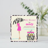 Invitation Hip mama, baby shower zèbre (Debout devant)