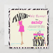 Invitation Hip mama, baby shower zèbre (Devant)
