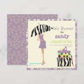 Invitation Hip mama, damas violet/baby shower zèbre (Devant / Derrière)