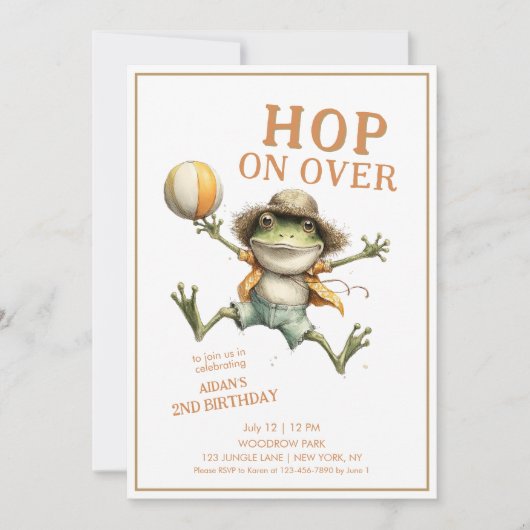 Invitation Hip On Over Frog Second Birday (Devant)