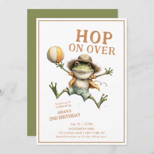 Invitation Hip On Over Frog Second Birday (Devant / Derrière)