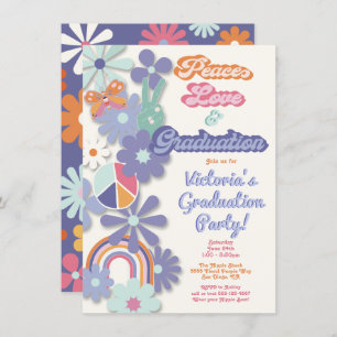 Invitation Hippie 1960's Peace Love & Graduation