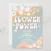 Invitation Hippie à courant bleu vert les années 70 rétro Ann (Devant)