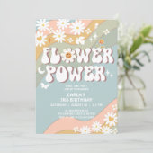 Invitation Hippie à courant bleu vert les années 70 rétro Ann (Debout devant)