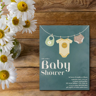 Invitation Hippie Baby Clothesline Baby shower neutre