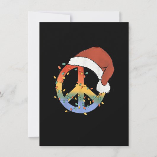 Invitation Hippie Christmas Peace Sign Happy Holidays Xmas Li (Devant)