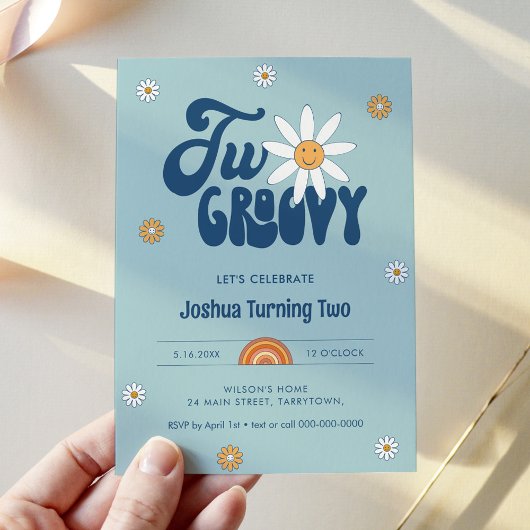 Invitation HIPPIE DAZE Deux Garçon Super 2e anniversaire