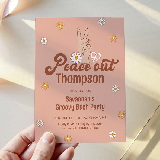 Invitation HIPPIE DAZE Peace Out Bachelorette Party
