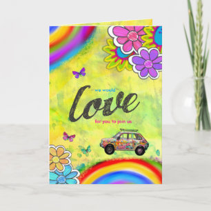 Invitation hippie de colorant de cravate de