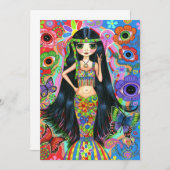 Invitation hippie de sirène de fille (Devant / Derrière)